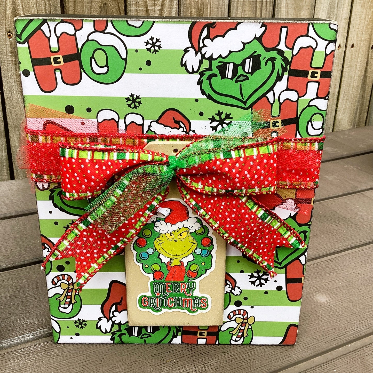 AGD Christmas Decor - Whimsy Red Green Faux Gift Present Box Signs 3pc