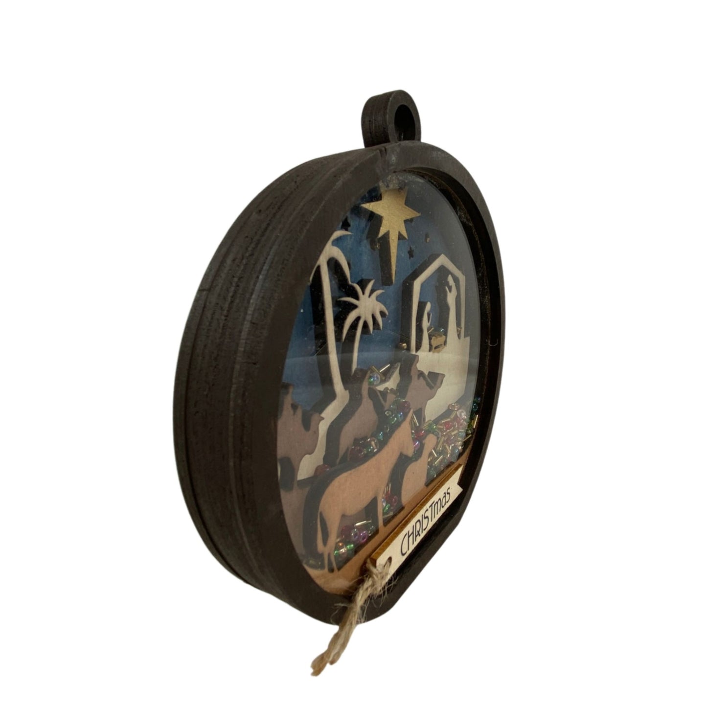 AGD Christmas Decor -  Nativity Layered Scene Chunky Wood Shaker