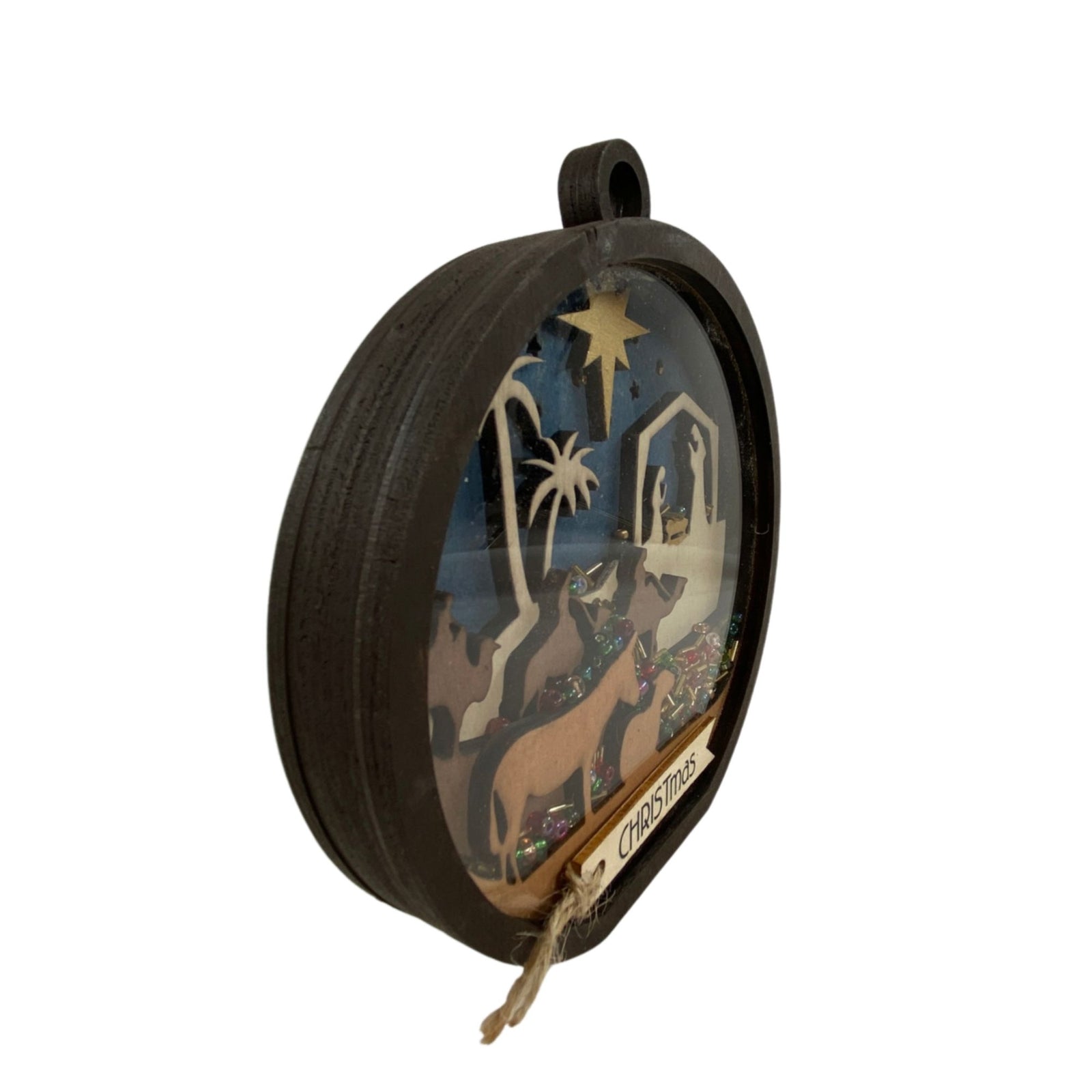 AGD Christmas Decor -  Nativity Layered Scene Chunky Wood Shaker