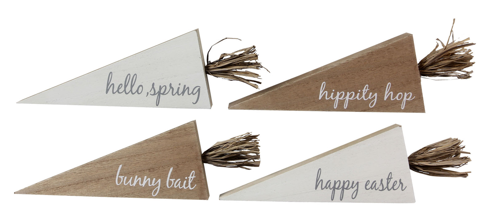 Youngs Easter Decor - White and Natural Wood Carrots 4pc Set