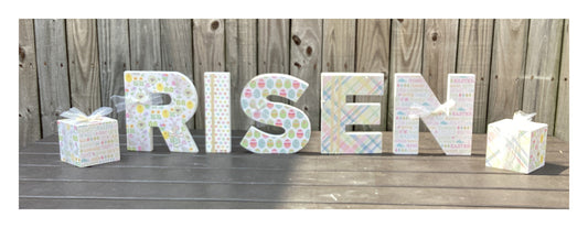 AGD Easter Decor - Chunky Wood RISEN Letter Word Tabletop Display