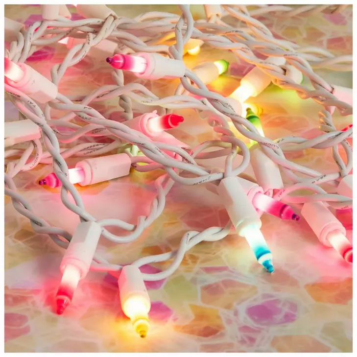 HL Easter Decor - 50 Bulb Pastel Light Strand White Wire 12ft