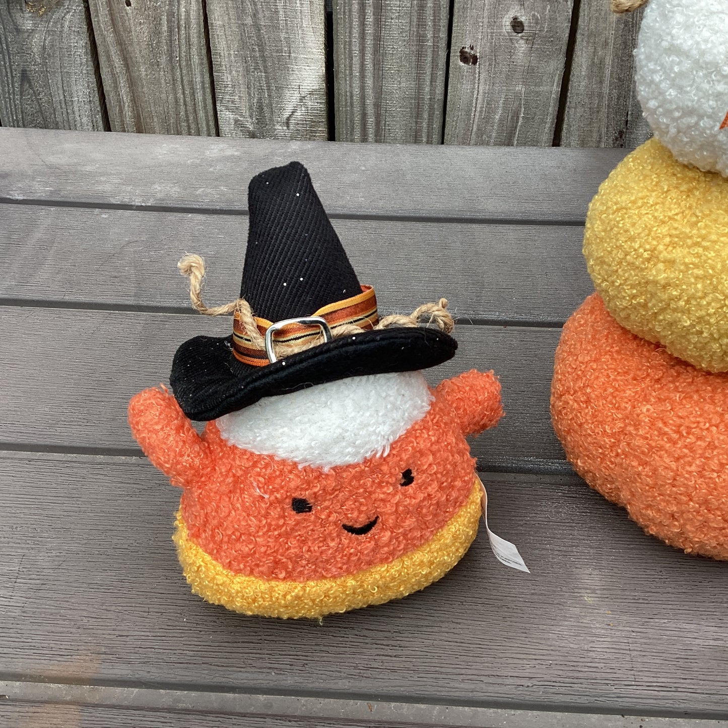AGD Halloween Decor - Plush Chenille Candy Corn Stacking Pumpkin 4pc