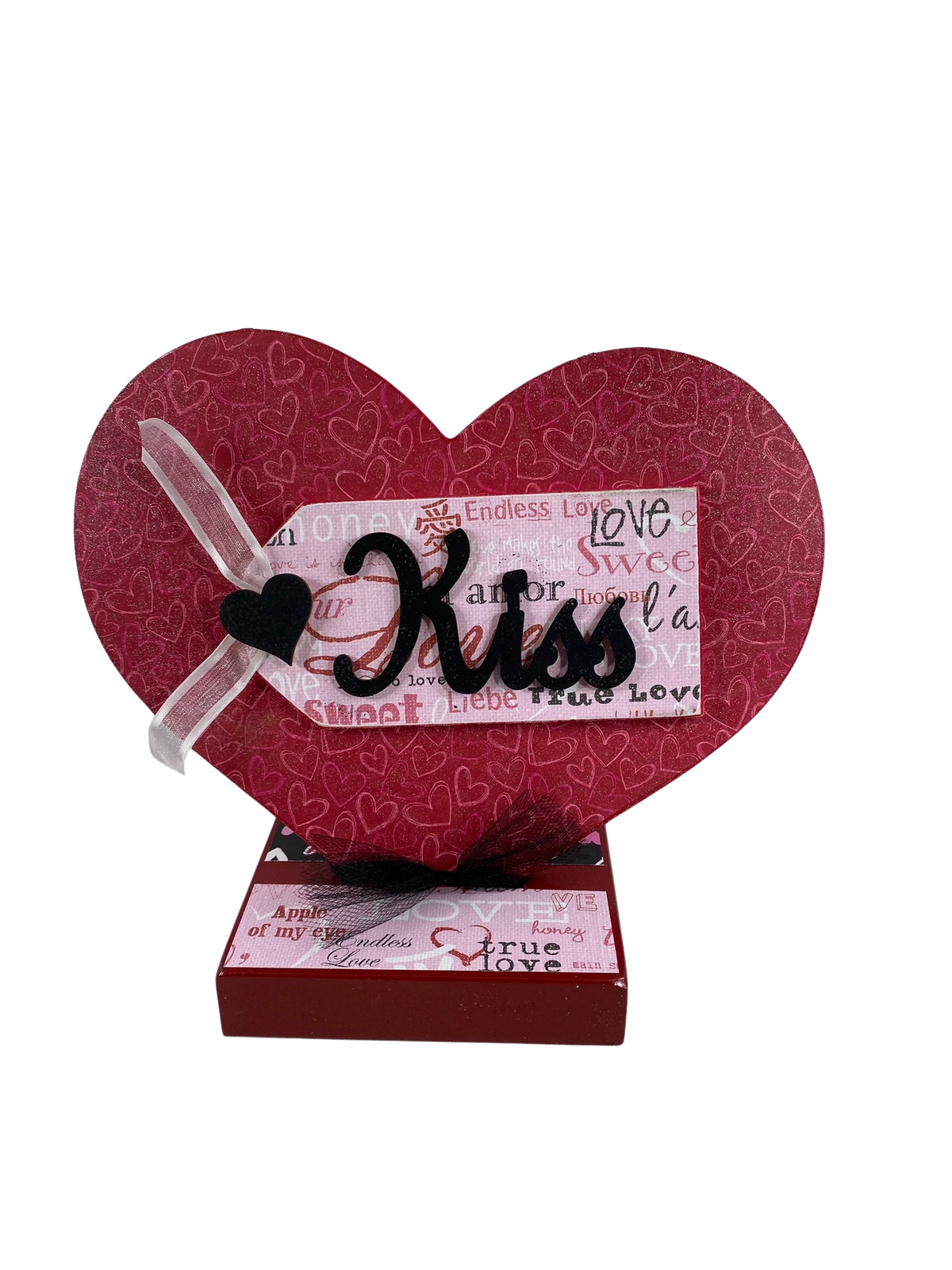 AGD Valentines Decor - Kiss XOXO Double-sided Heart Table Sitter 10inch