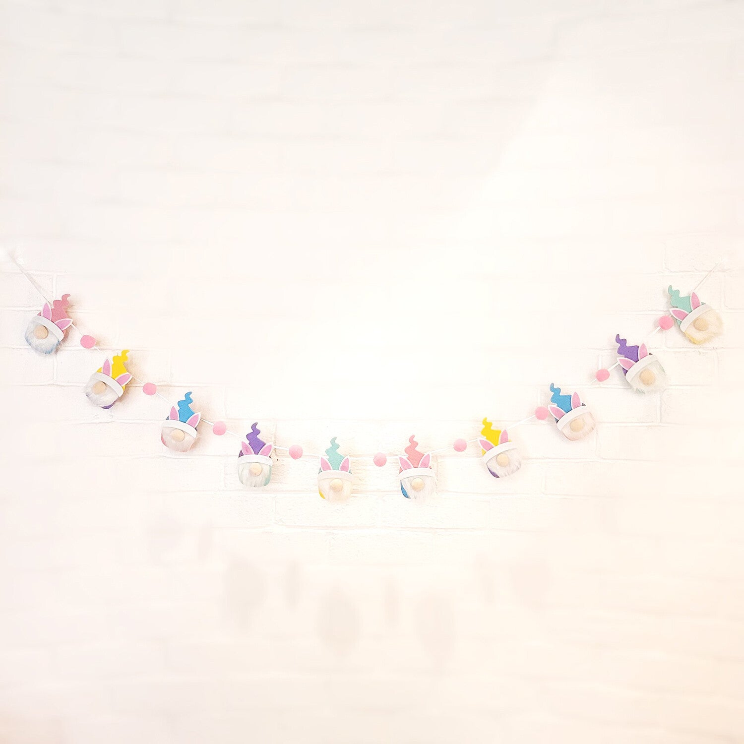 WM Easter Decor - Pastel Spring Gnome Rabbits Garland 6ft long