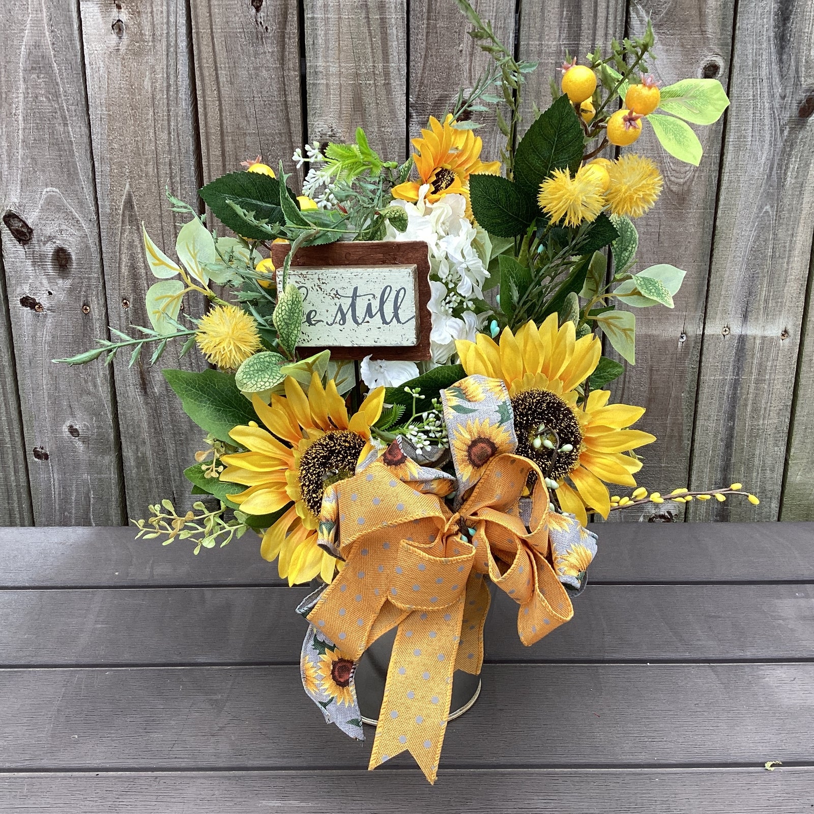 AGD  Spring Decor -Summer Sunflower BE Still Floral Galvanized Metal Display