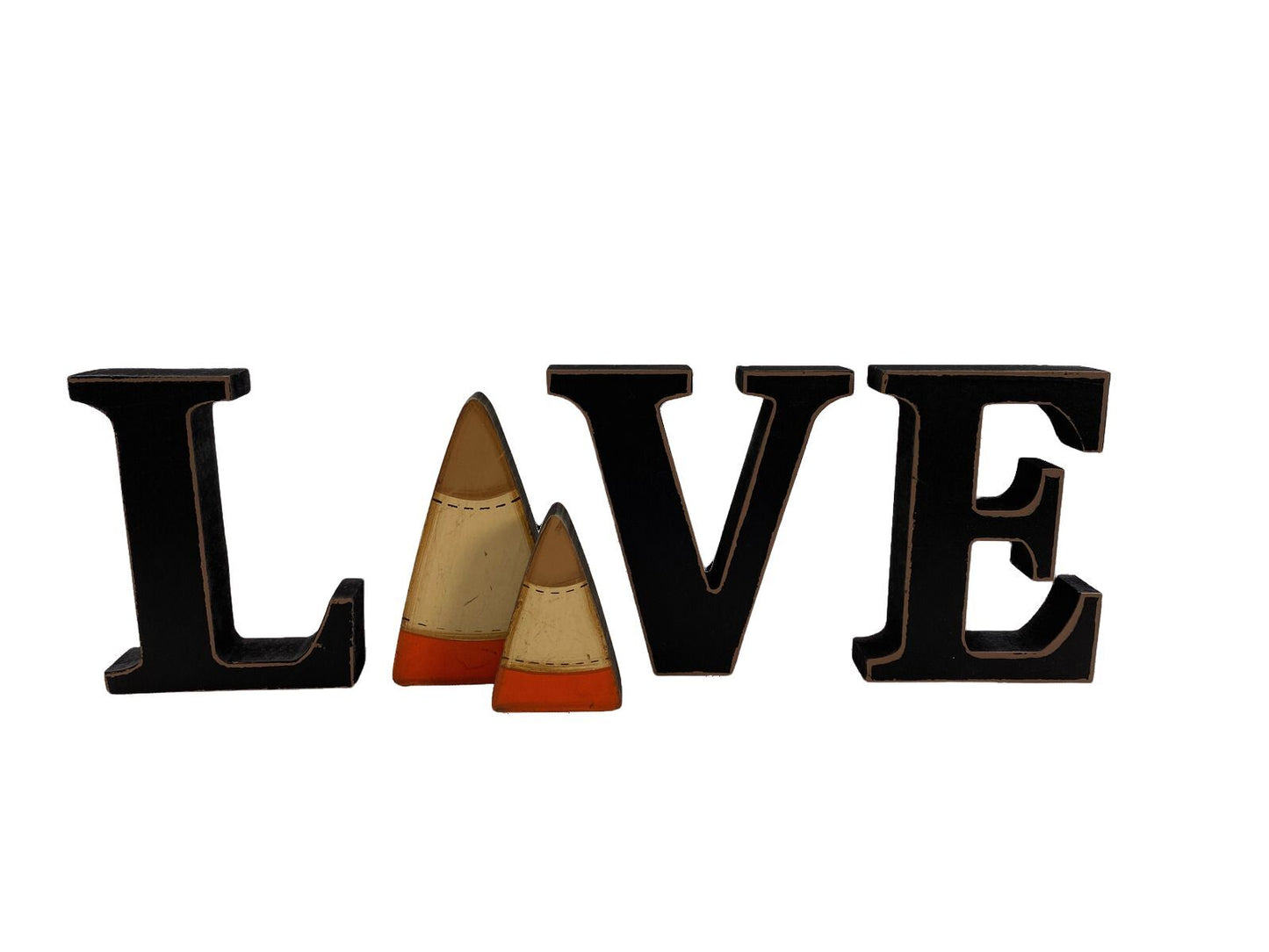 AGD Halloween Decor - Prim Wood Candy Corn Love Word Tabletop Display