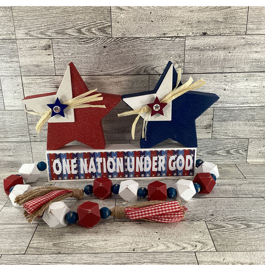 AGD Patriotic Decor - Duty Honor Country Beaded Reversible Sign  Stars 3pc
