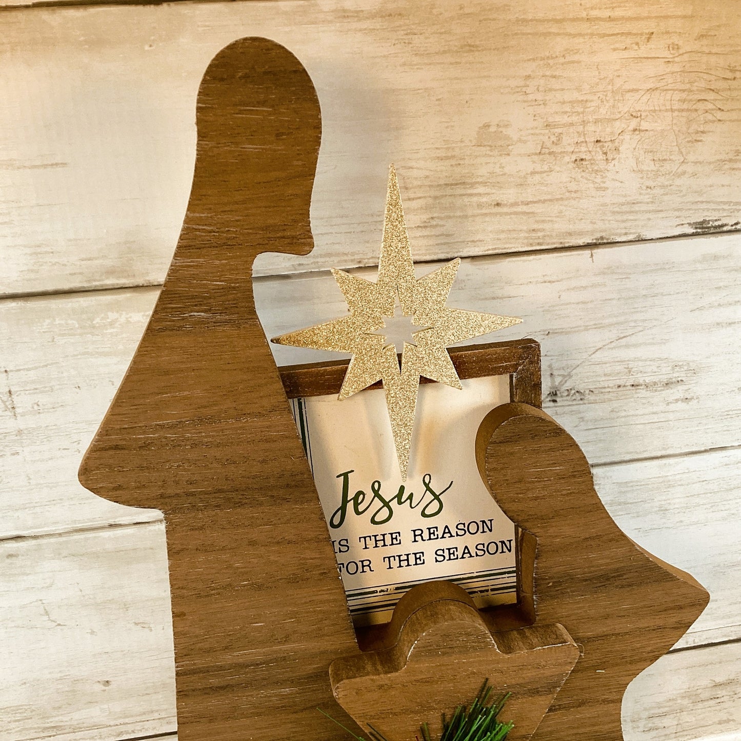 AGD Christmas Decor - Large Farmhouse Nativity Holy Family Manger Scene