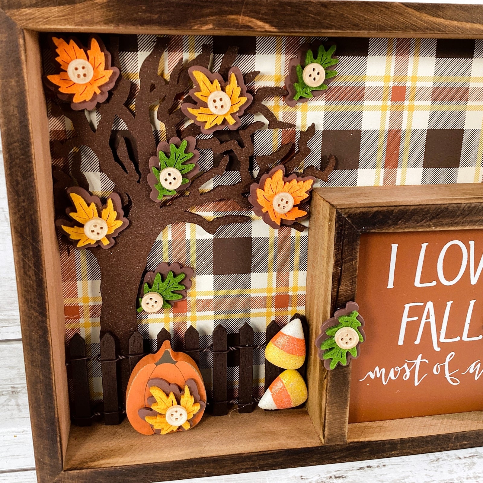 AGD  Fall Decor - Love Fall Most Of All Inset Shadow Diorama Box Sign