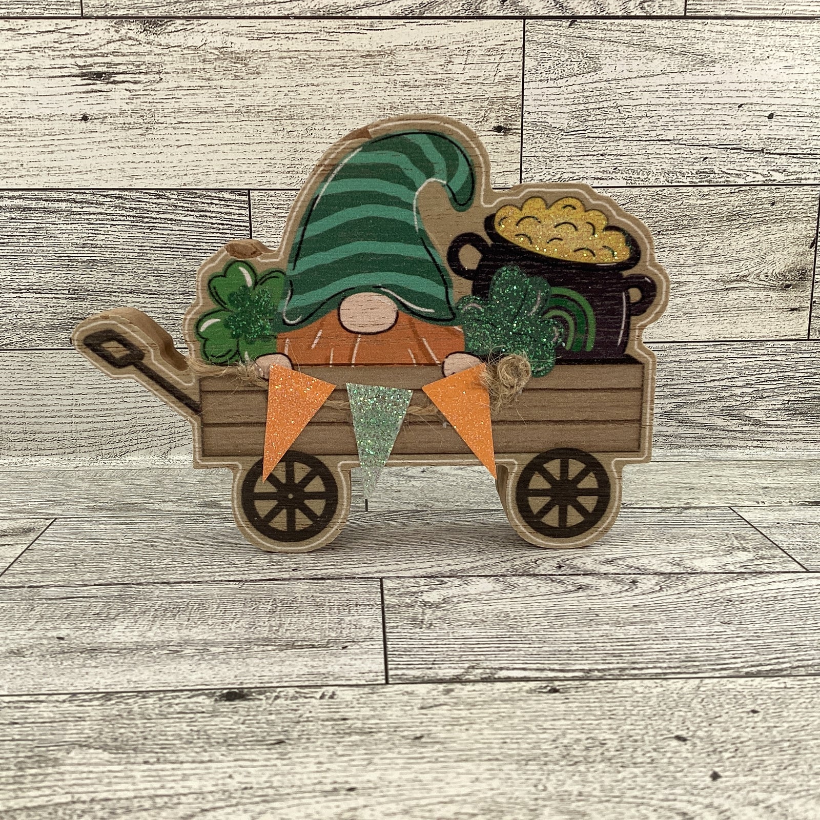 AGD St Patrick's Decor - Banner Gnome Chunky Wagon Sitter
