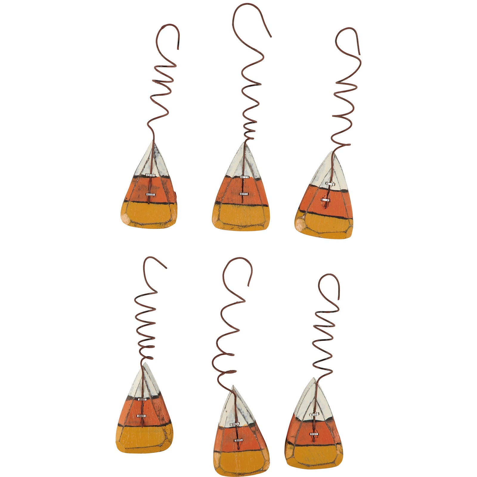 PBK Fall Decor - Prim Chunky Wood Candy Corn Bowl Ornaments 6pc Set