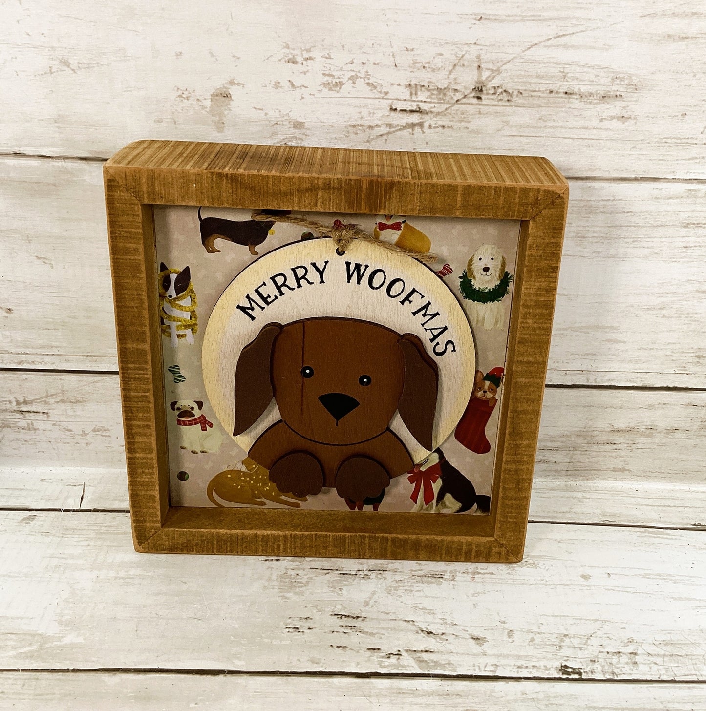 AGD Christmas Decor - Merry Woofmas Dog Theme Box Signs 2pc Set