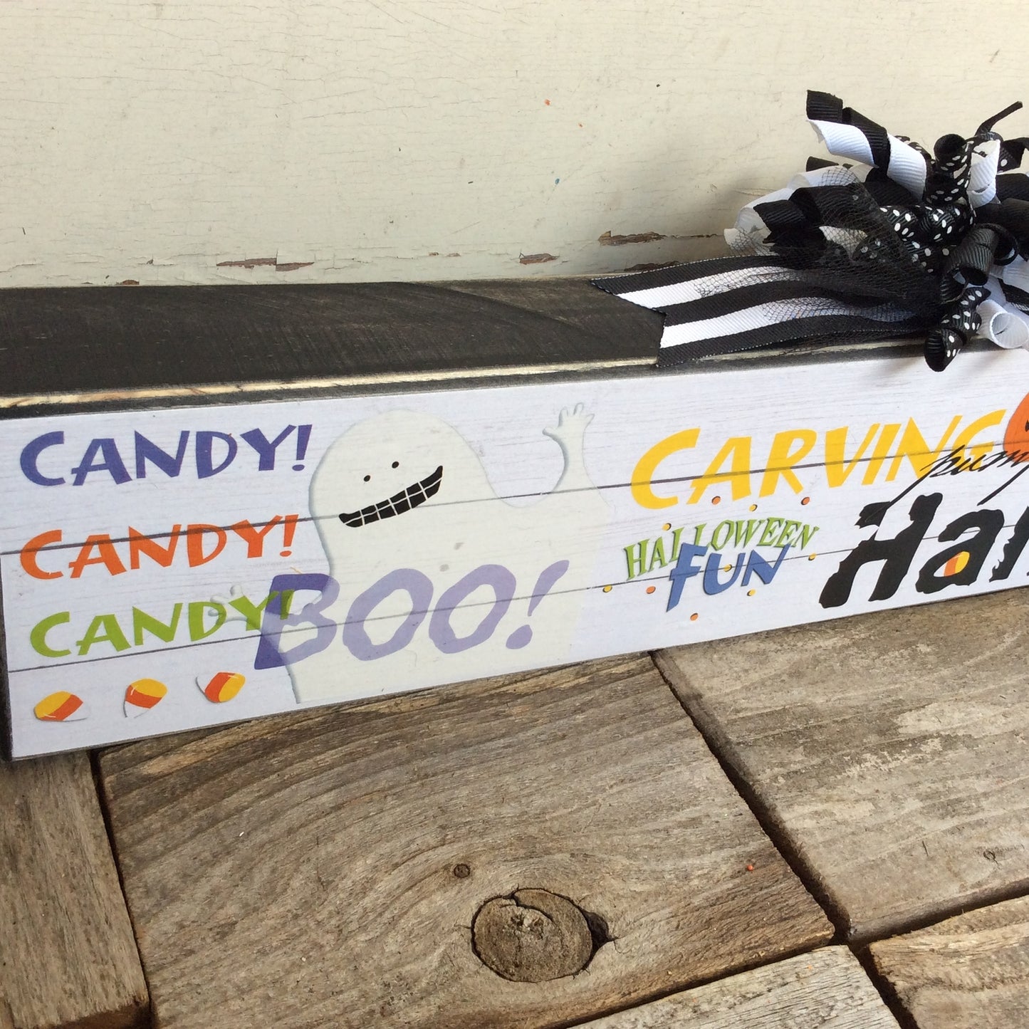 AGD Halloween Decor - Sentiments Collage Mantle Box Sign