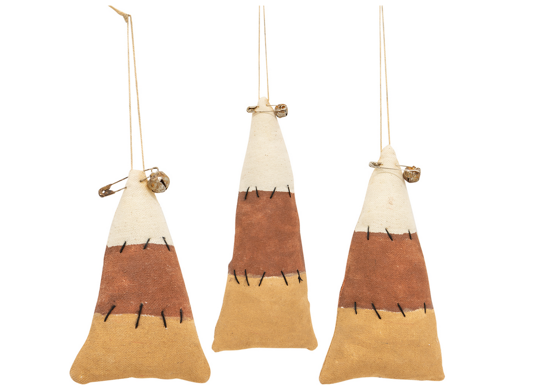 CWI Halloween Decor - Prim Stuffed Candy Corn Bowl Filler Ornaments 3pc