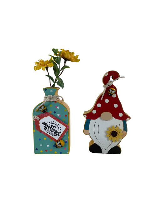 AGD Summer Decor - Sunkissed Blessed Sunflower Gnome 2pc Sitter