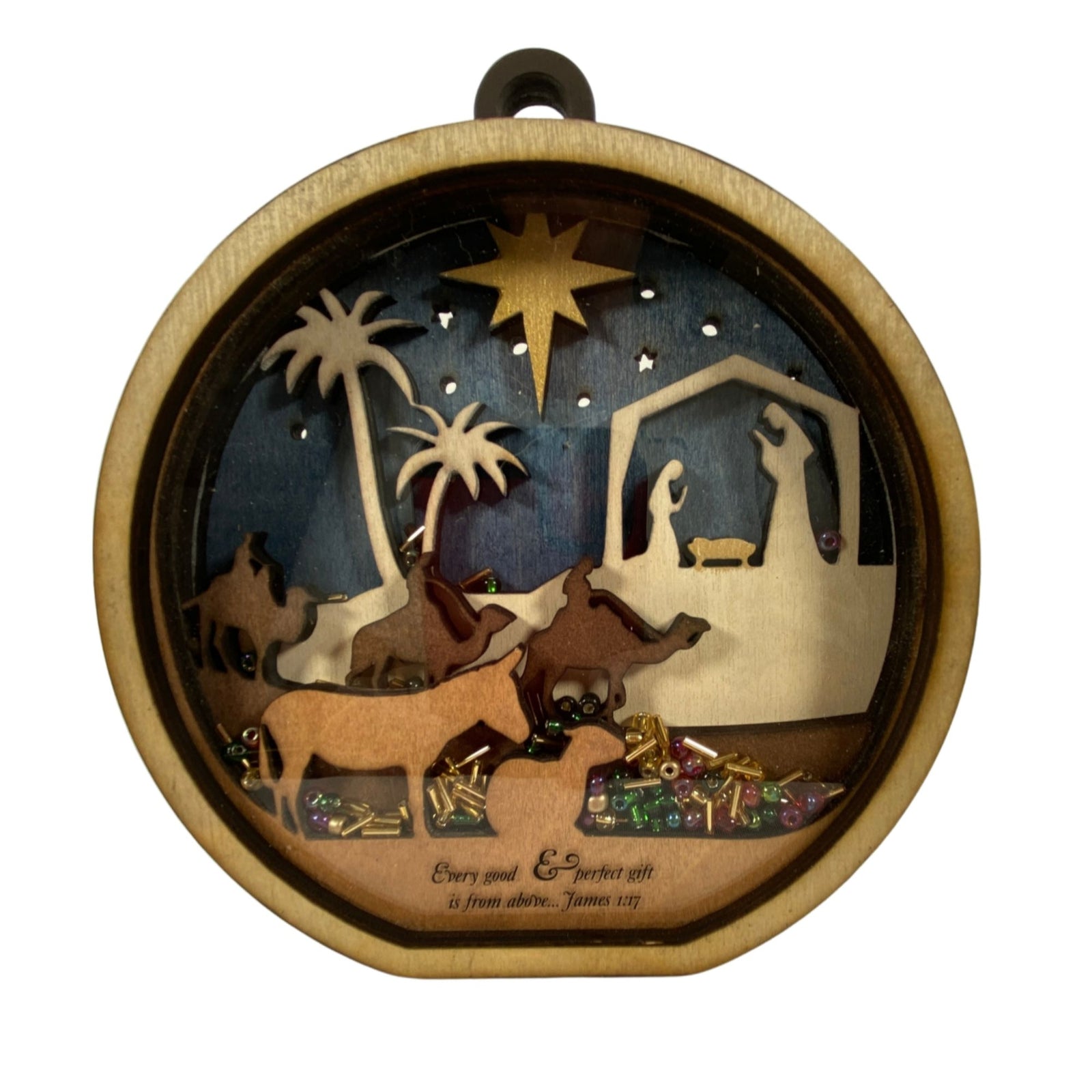 AGD Christmas Decor -  Nativity Layered Scene Chunky Wood Shaker