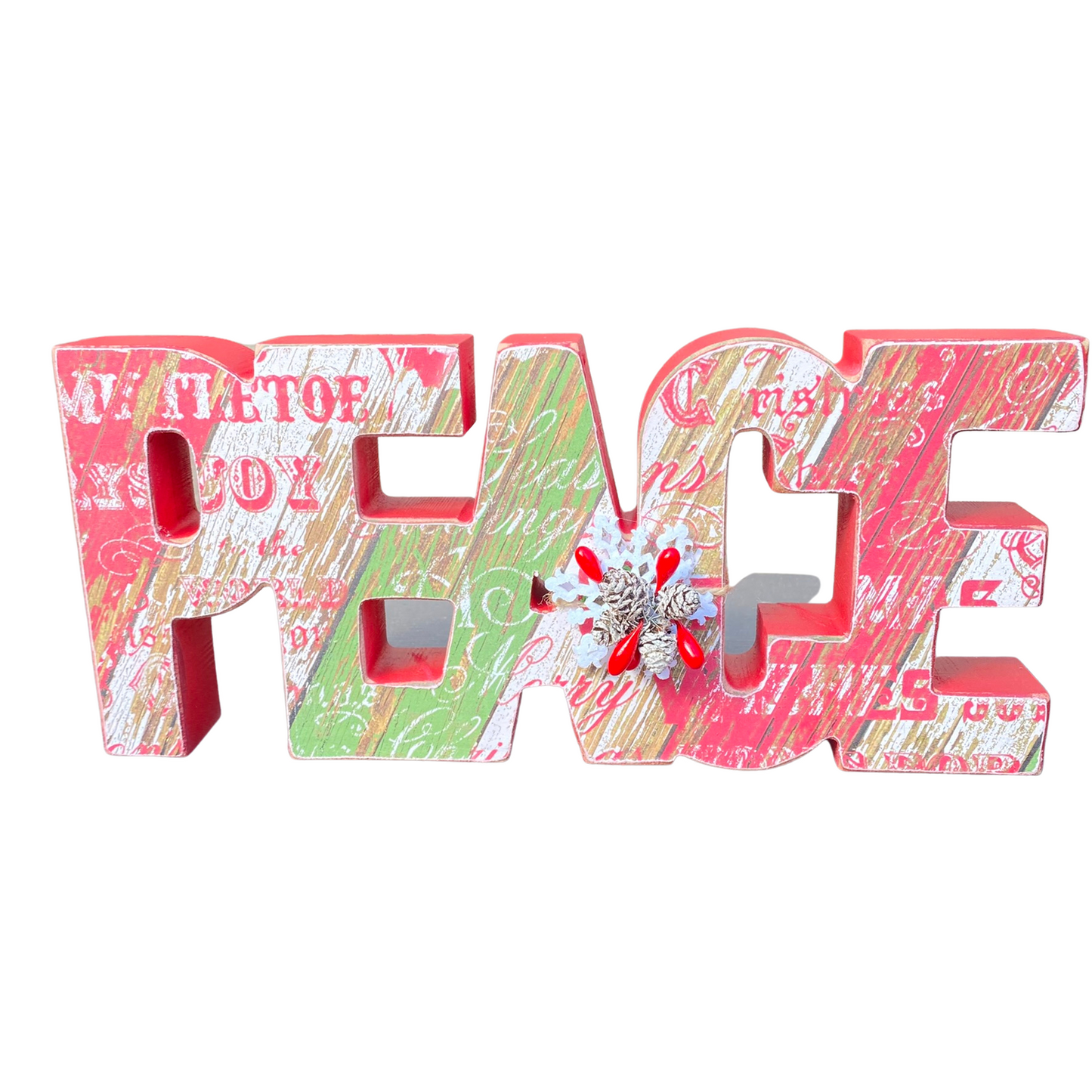 AGD Christmas Decor - Chunky Peace Joy Word Tabletop Signs 2pc Set