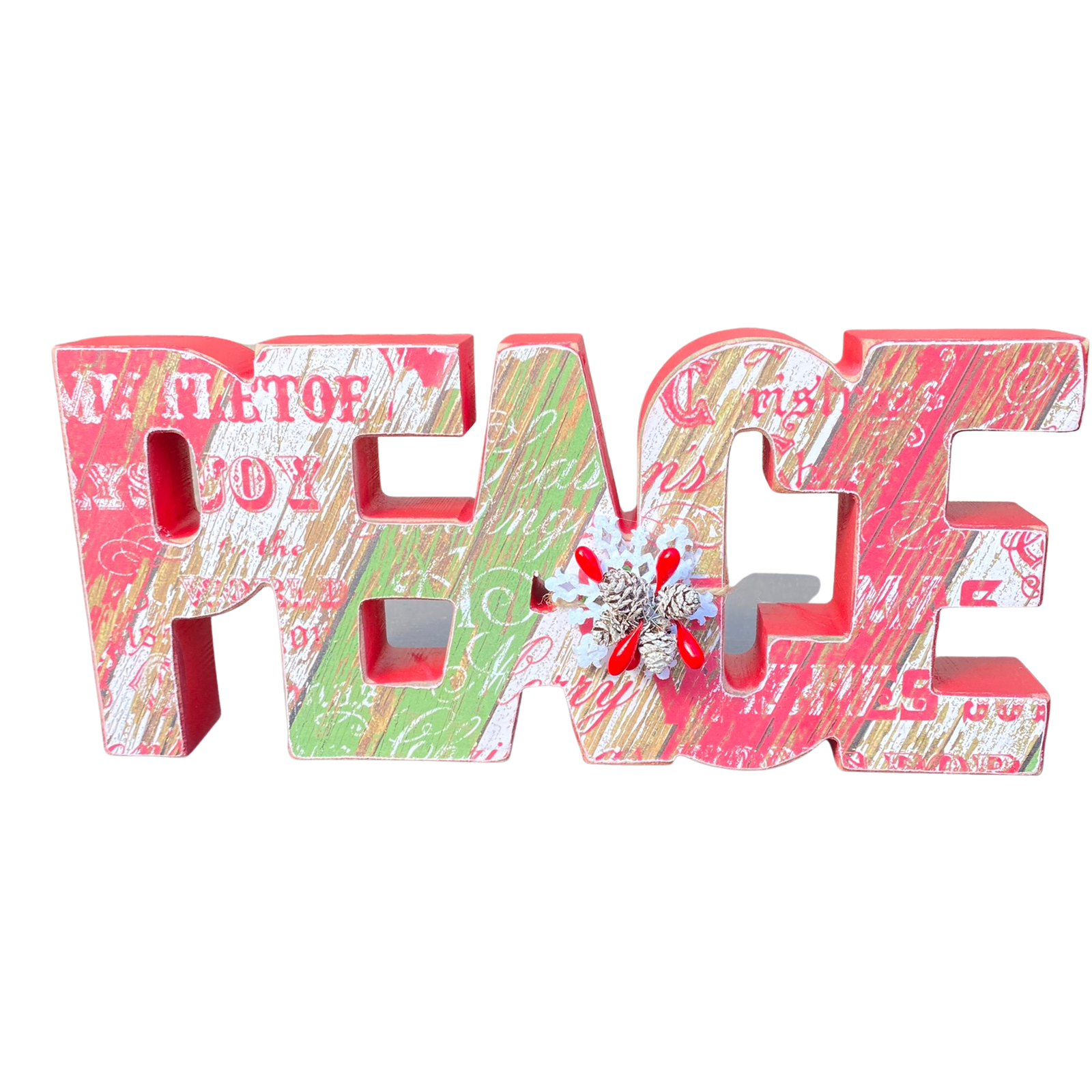 AGD Christmas Decor - Chunky Peace Joy Word Tabletop Signs 2pc Set