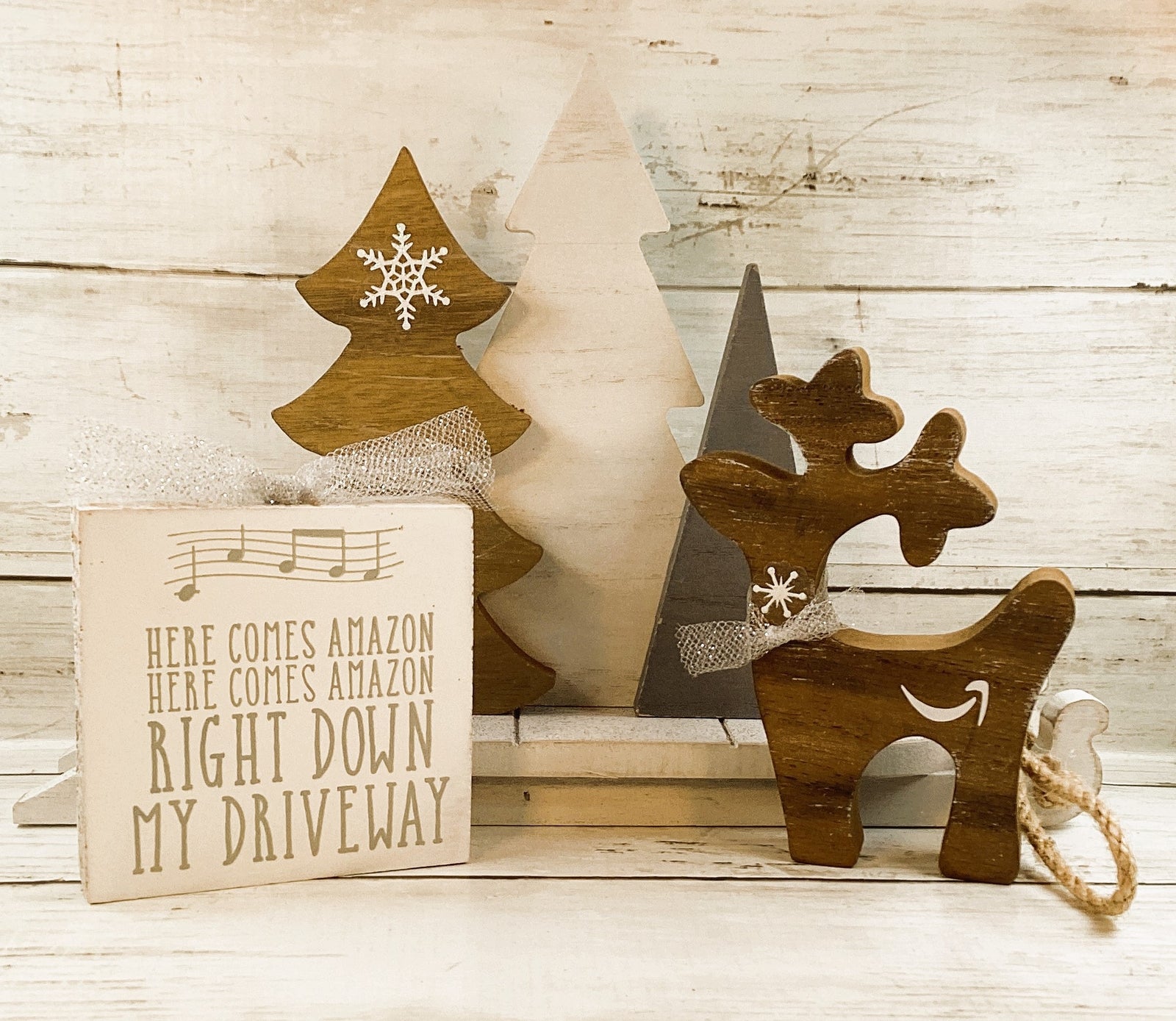 AGD Christmas Decor - Snarky AZ Delivery Driveway Sled Reindeer Trees 4pc