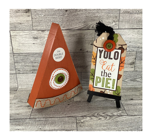 AGD Fall Decor - Pumpkin Pie Eat The Pie Sign Easel 2pc Set