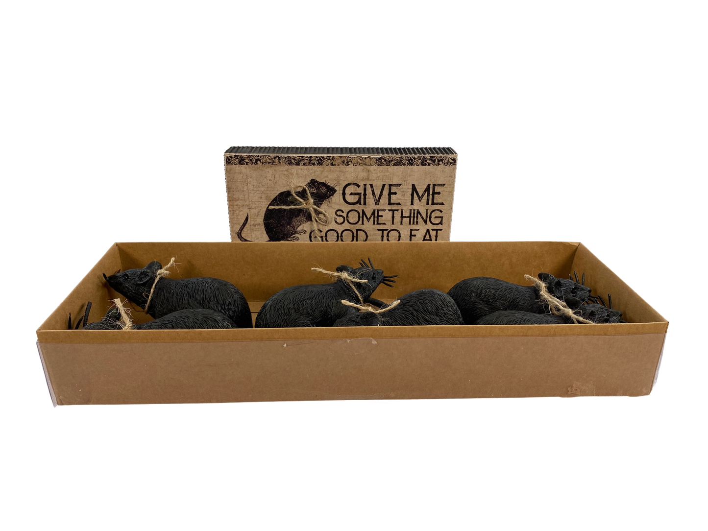 AGD Halloween Decor - Black Realistic Mice Good to Eat Sign 7pc Set