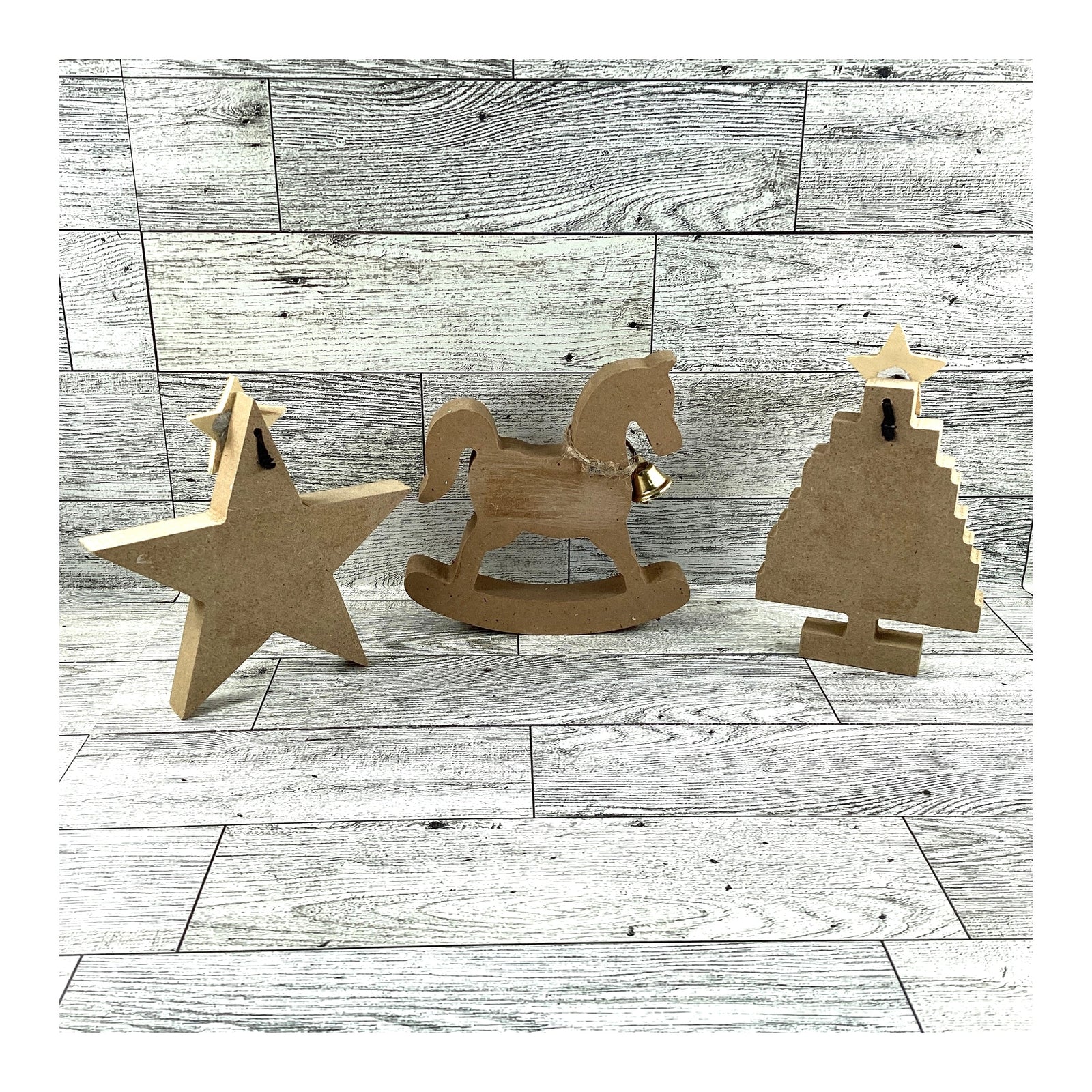 AGD Christmas Decor - Chunky Rocking Horse Train Bulbs Tier Tray 4pc Set