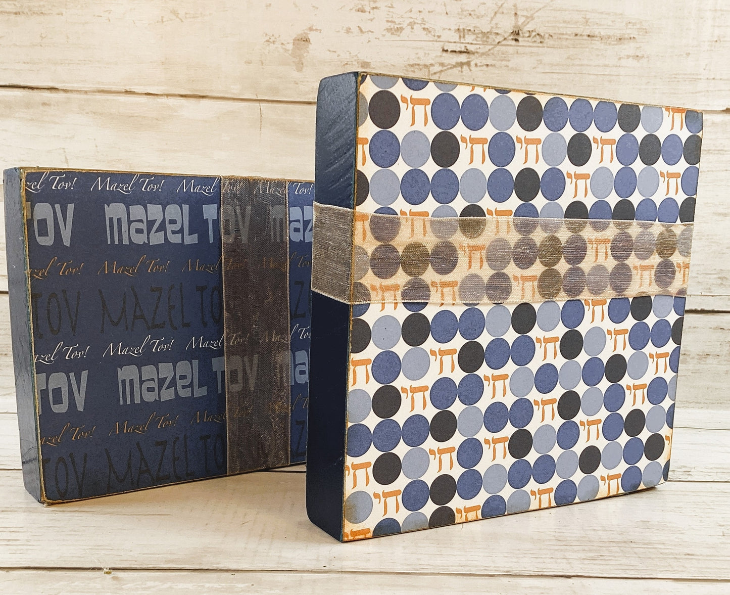 AGD Jewish Decor - Hanukkah Star of David Shalom Block Signs 2pc