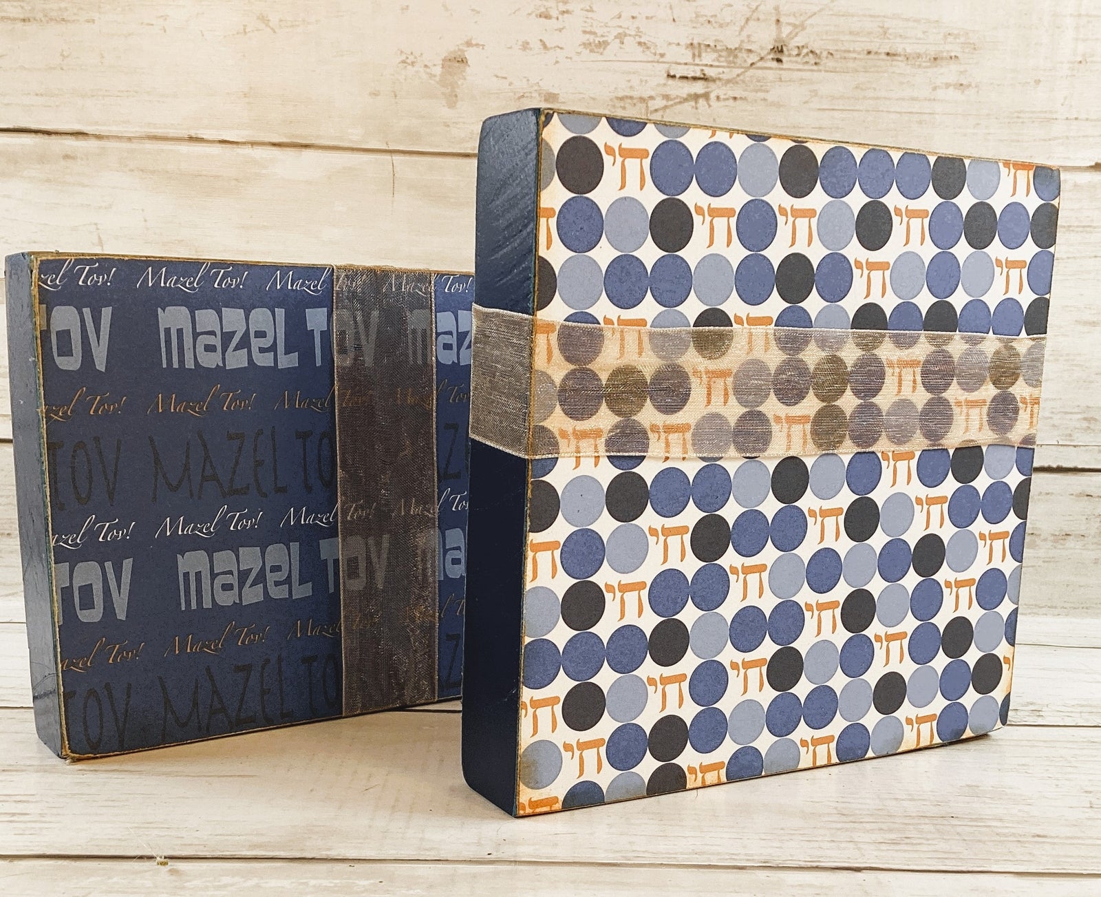 AGD Jewish Decor - Hanukkah Star of David Shalom Block Signs 2pc