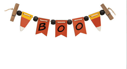 CWI  Halloween Decor - Candy Corn BOO Tier Tray Mini Clip Banner Garland