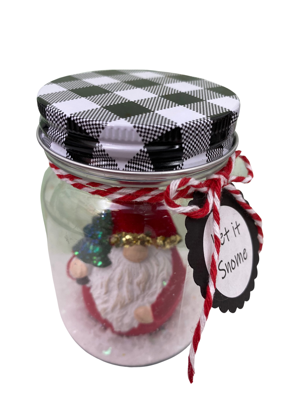 AGD Christmas Decor - Let it Snome Resin Santa Gnome Cloche Small Dome