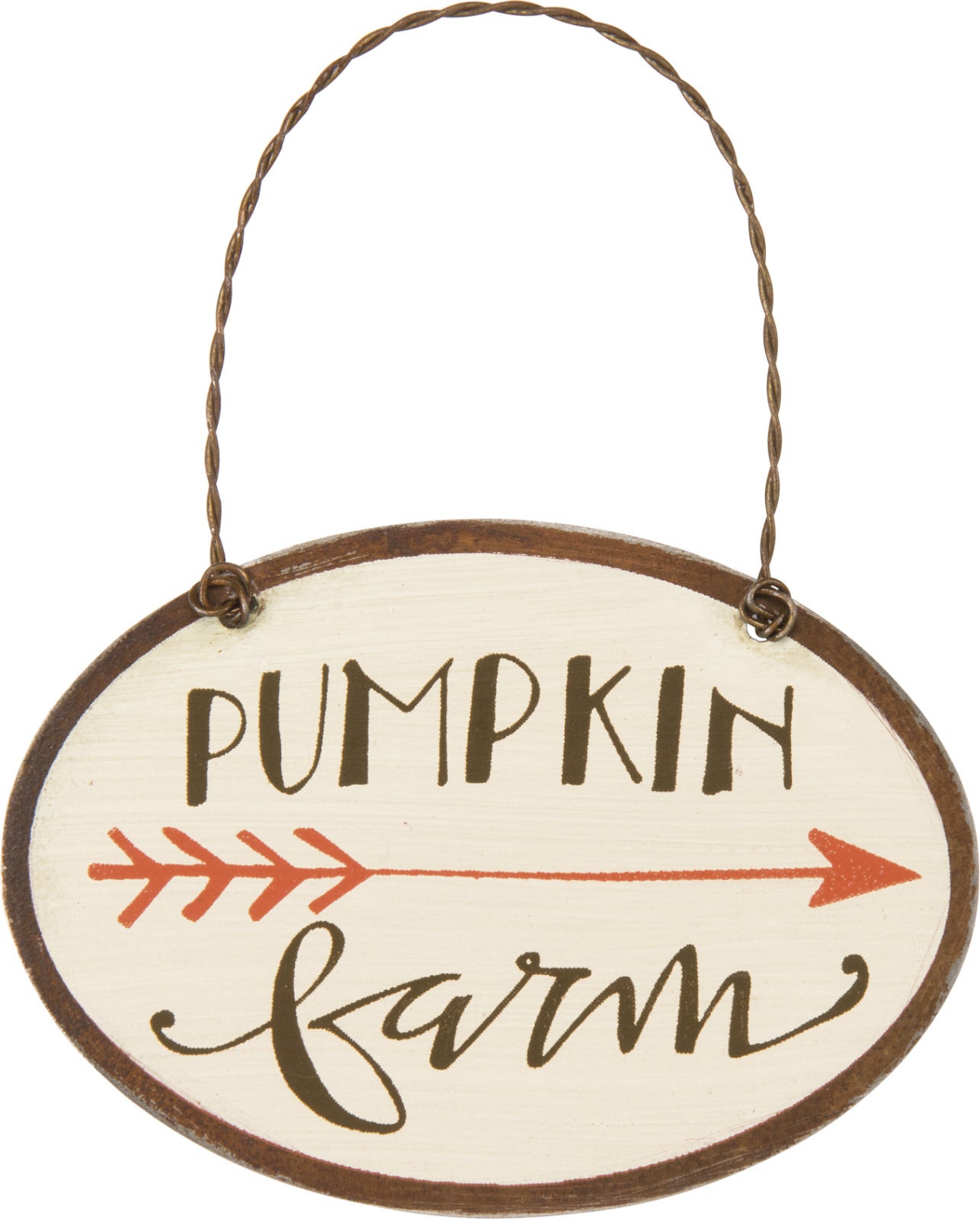 PBK Fall Decor - Small Tin Ornament Sign Pumpkins Farm Arrow #27605