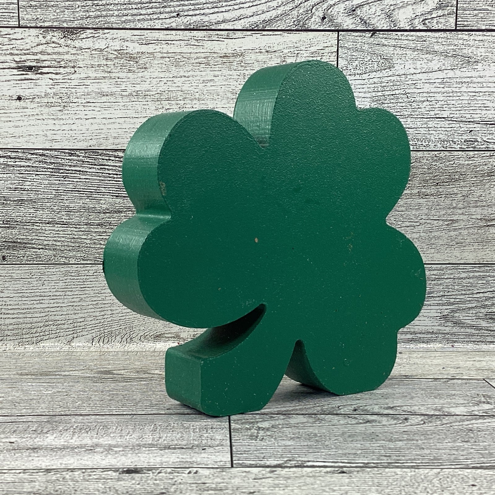 AGD Saint Patrick Decor - Irish Gnome Chunky Wood Shamrock Sitter