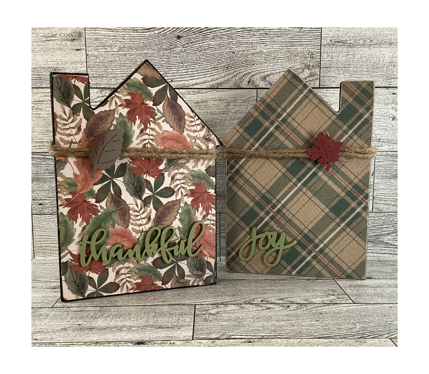 AGD  Fall Decor - Thanksgiving Reversible Wood Houses Sitter 2pc Set