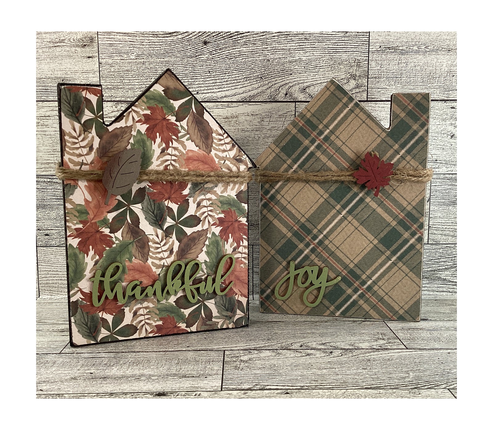 AGD  Fall Decor - Thanksgiving Reversible Wood Houses Sitter 2pc Set