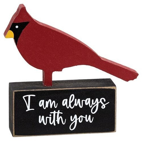 CWI Christmas Decor - Small Wood Always With You Memorial Cardinal