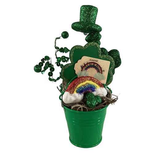 AGD St Patricks Decor - Small Glitter Shamrock Top-hat Tier Tray Display