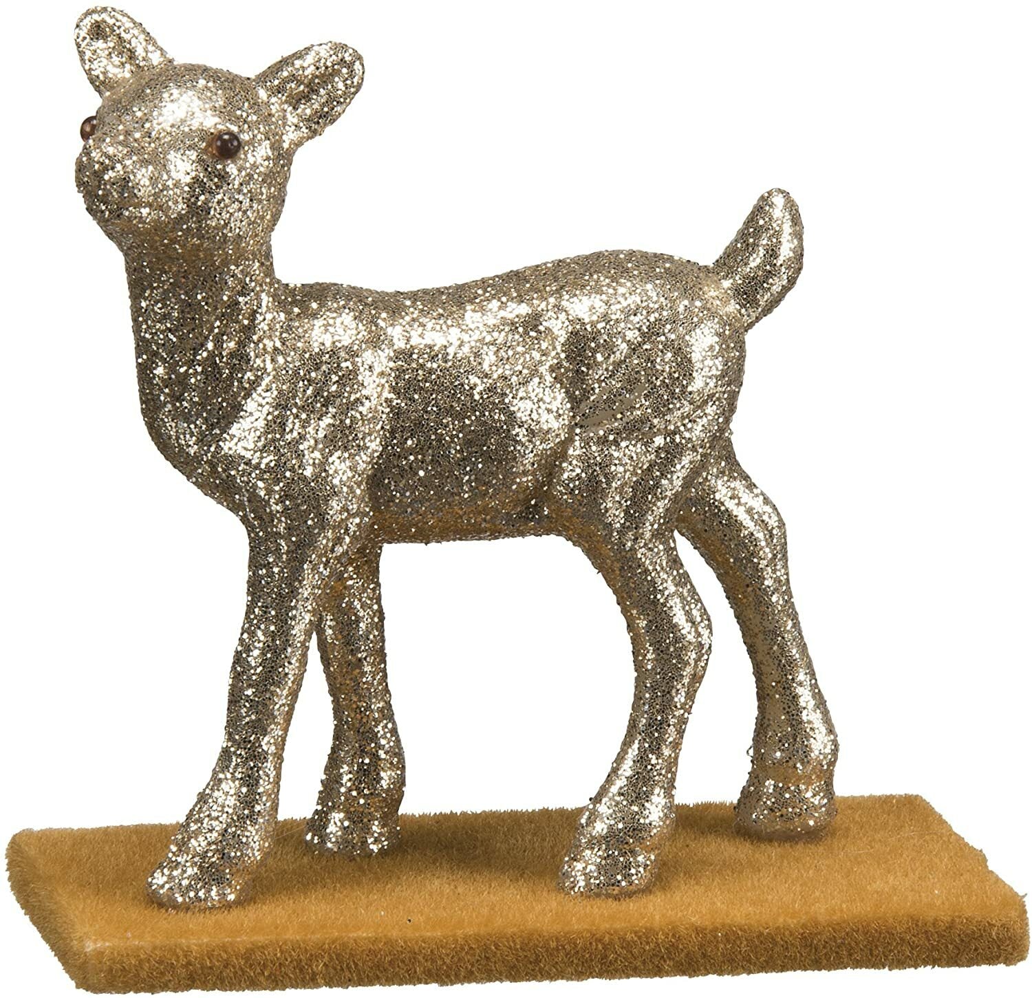 Christmas Decor - Small Walking Doe Deer Champagne Glitter