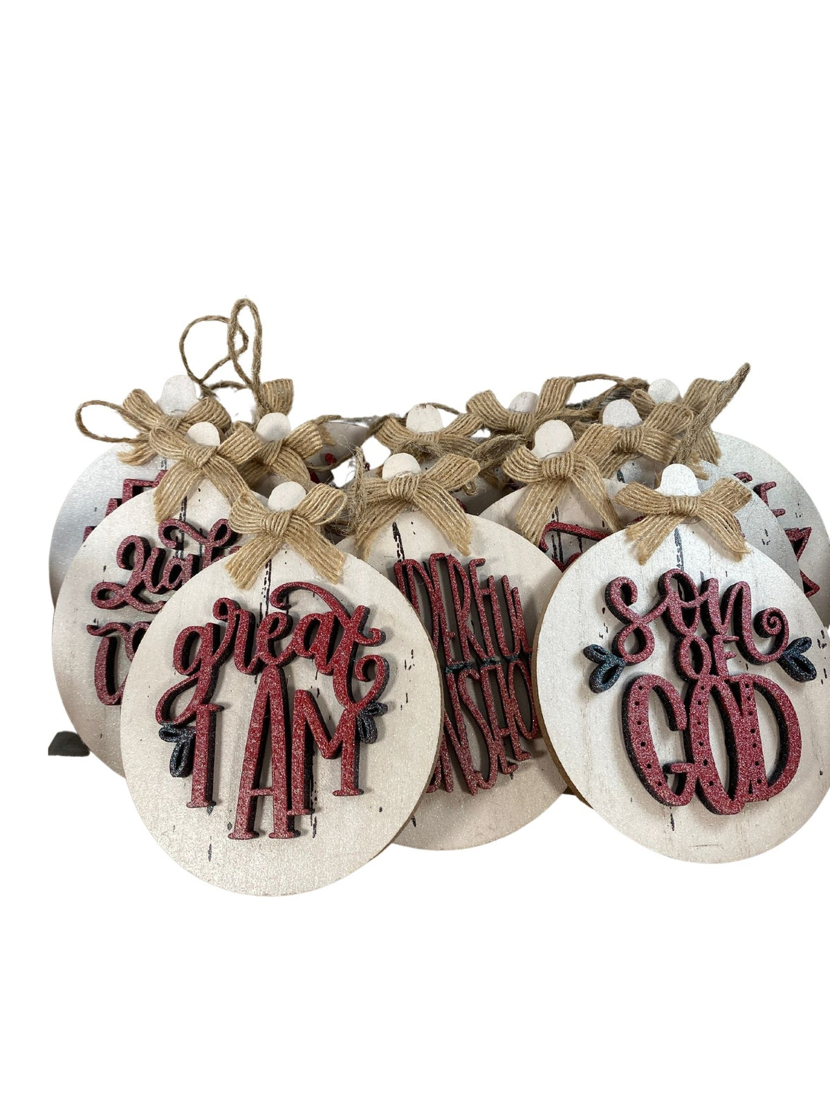 AGD Christmas Decor -  Names of God Advent Layered Wood Ornaments 12pc