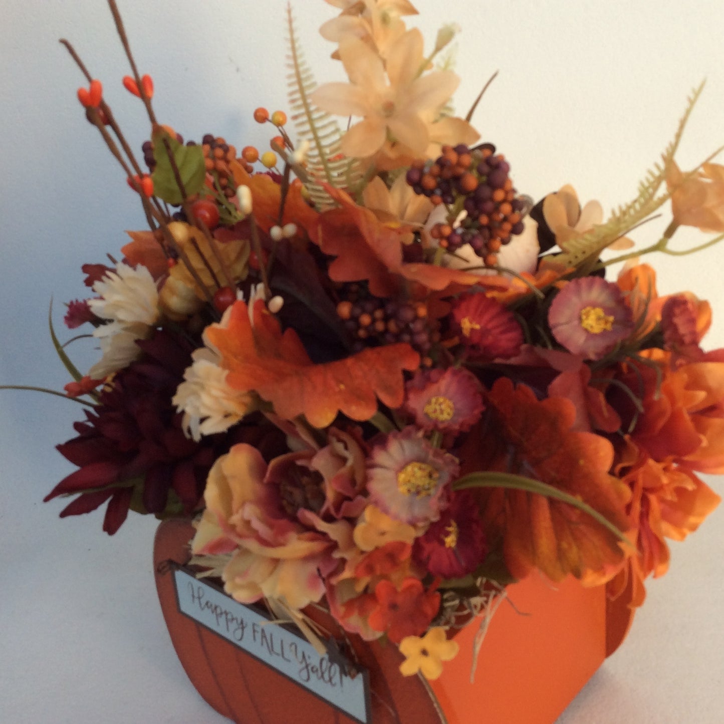 AGD Fall Decor-Harvest Thanksgiving Pumpkin Reversible Artificial Floral Display