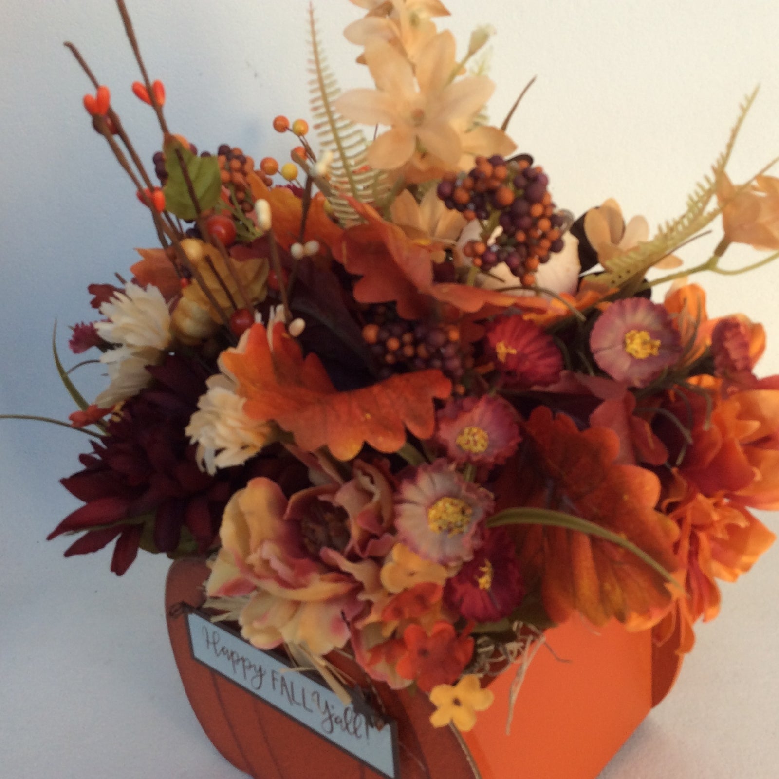 AGD Fall Decor-Harvest Thanksgiving Pumpkin Reversible Artificial Floral Display