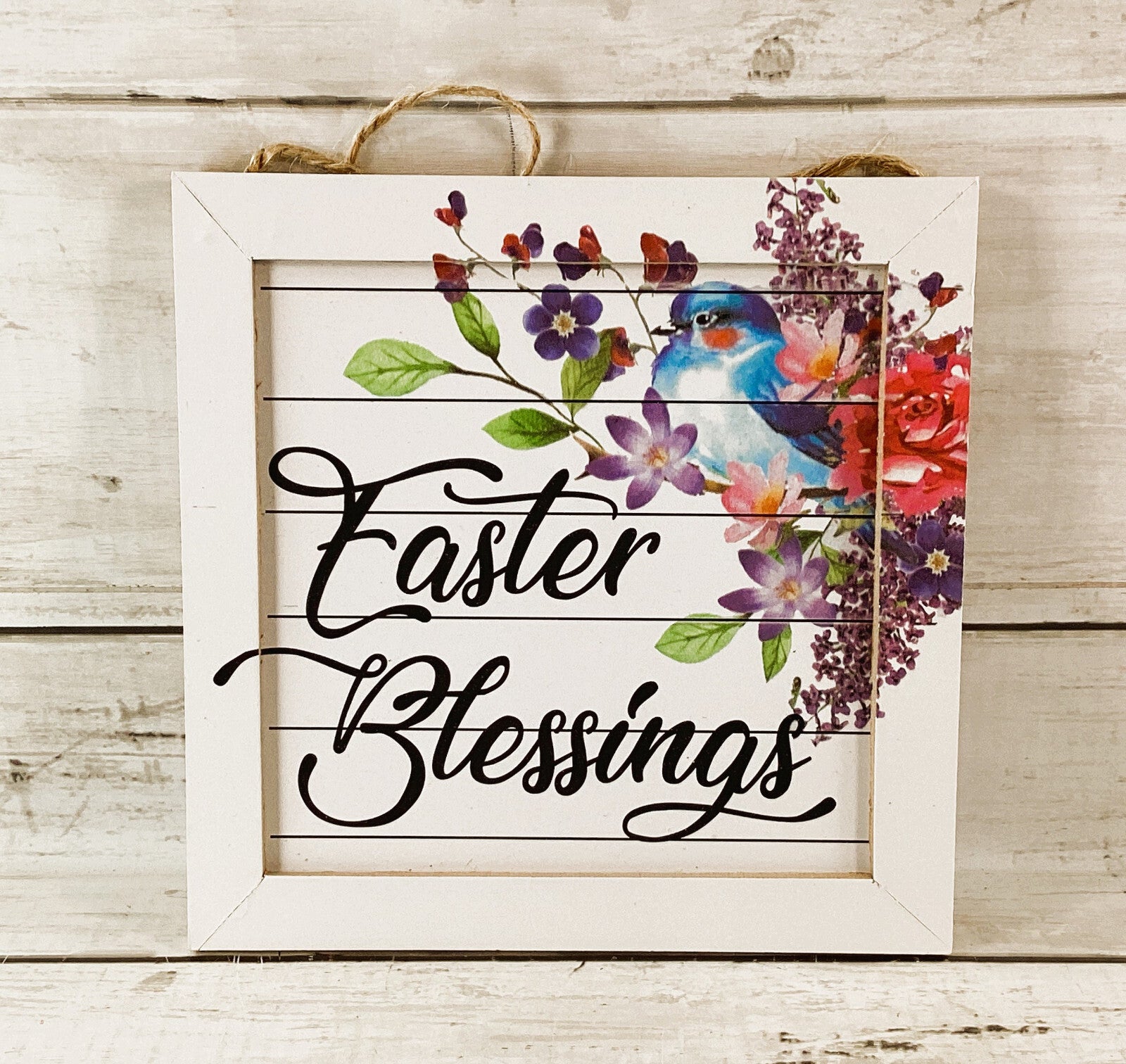 HL Easter Decor - Easter Sentiment Floral Small Ship-lap Ornament