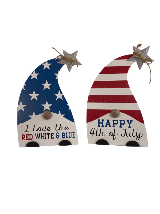 AGD Patriotic Decor - Land I Love July 4th Gnome Easel back Signs 2pc