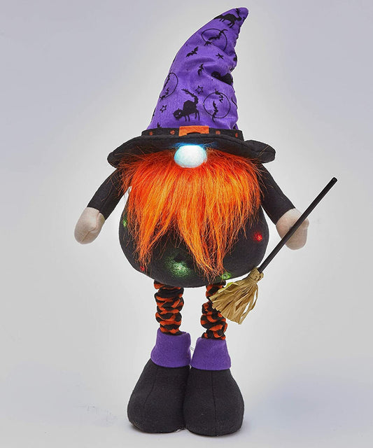 LC Halloween Decor - Lighted Large Standing Witch Gnome Plush Greeter