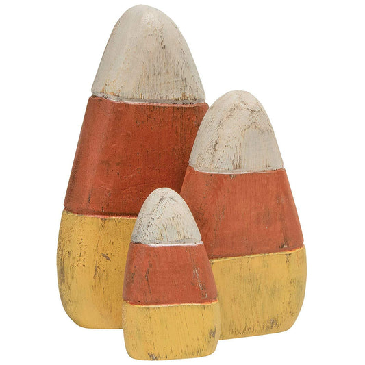 CWI Halloween Decor - Prim Wood Candy Corn 3pc Set