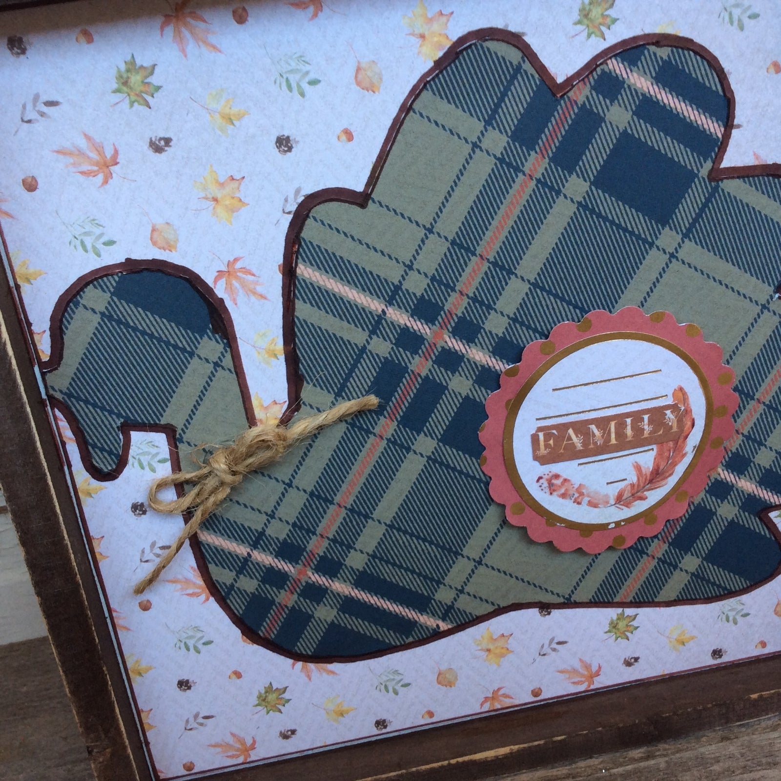 AGD Fall Decor -  Prim Family Plaid Turkey Inset Sign