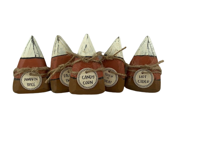 AGD Halloween Decor - Prim Chunky Wood Candy Corn 5pc Set