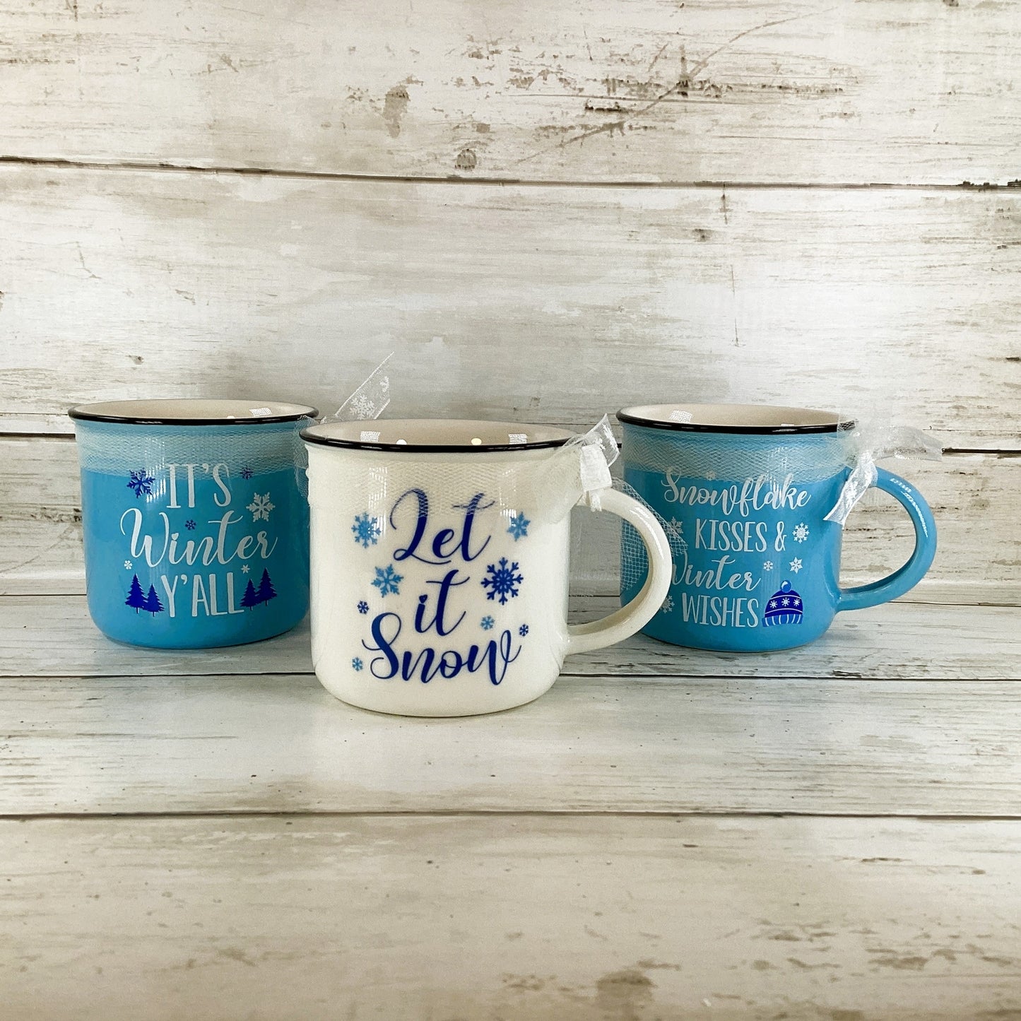 AGD Christmas Decor - Winter Snow Theme Espresso Cup Shaker 3pc Set