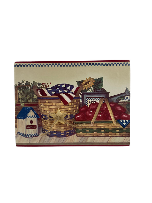 AGD Patriotic Decor - Prim Welcome Apple Basket Americana Box Sign