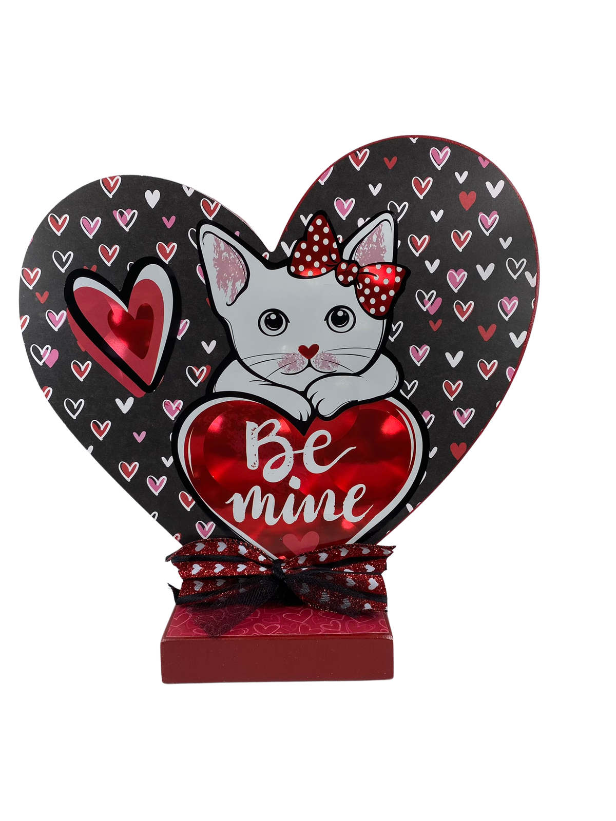 AGD Valentines Decor - Kitty Cat Puppy Dog Heart Table Sitter 12inch